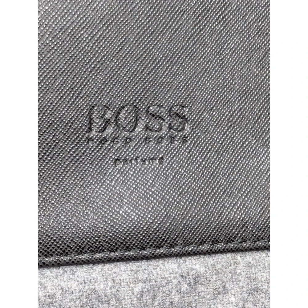 Hugo Boss Laptop Briefcase Bag Gray Felt Black‎ Leather #ManOfToday Work Travel